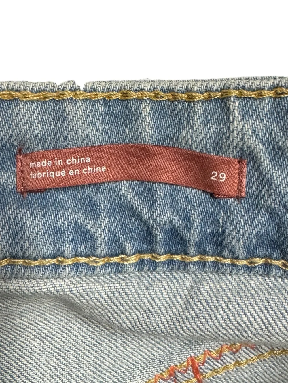 Pilcro The Borrowed Boyfriend Patchwork Straight Leg High Rise Cotton Jeans 29